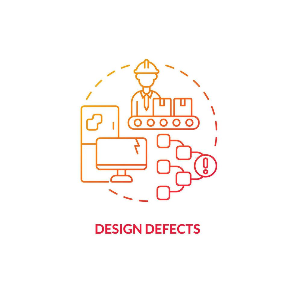 2d pendenza design difetti magro linea icona concetto, isolato vettore, rosso illustrazione che rappresentano Prodotto responsabilità. vettore