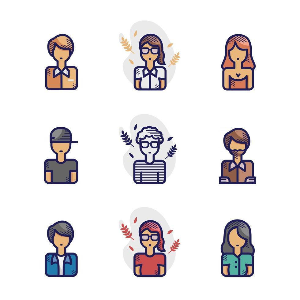 illustrazione vettoriale di set di icone avatar di persone
