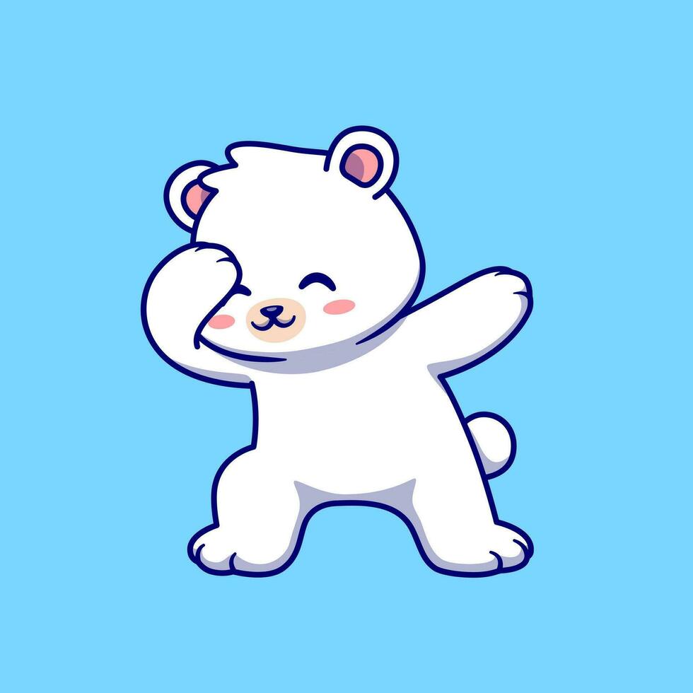 carino polare orso tamponando cartone animato vettore icona illustrazione. animale natura icona concetto isolato premio vettore. piatto cartone animato stile