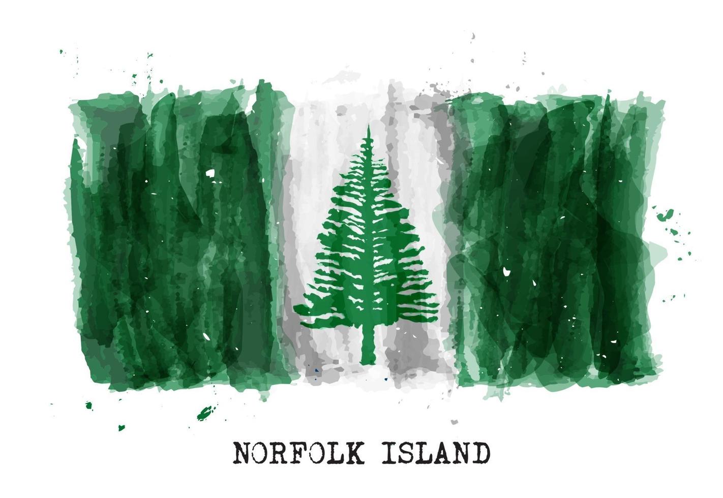 bandiera realistica della pittura ad acquerello dell'isola di norfolk. vettore. vettore