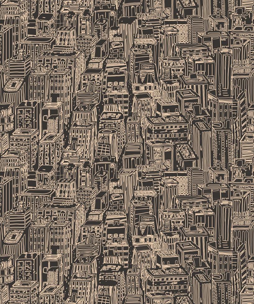 modello senza cuciture disegnato a mano con la grande città di new york vettore
