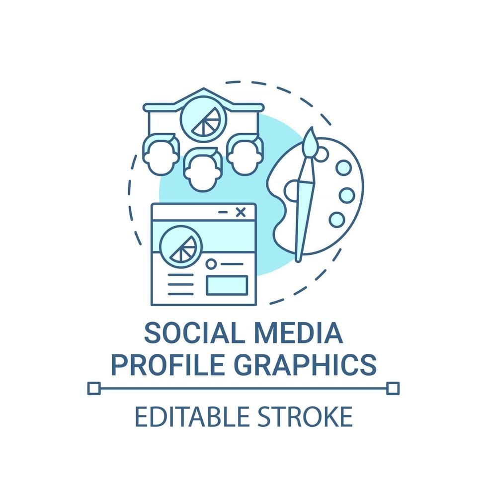 icona del concetto di grafica del profilo dei social media. servizio di branding aziendale idea astratta linea sottile illustrazione. rinnovare la presenza online. disegno a colori contorno vettoriale isolato. tratto modificabile