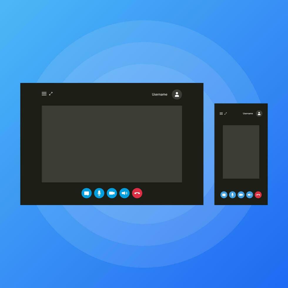Due video chiamata finestre per diverso schermo taglie. vettore illustrazione.