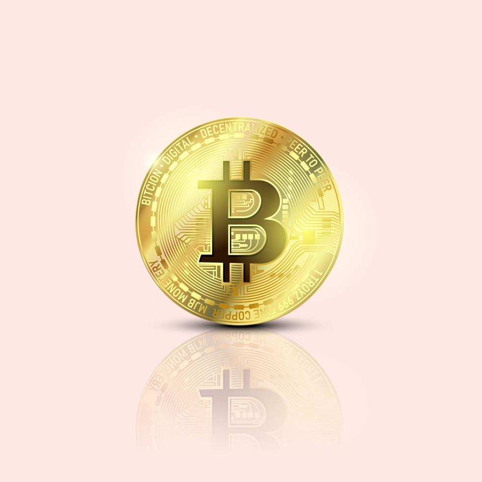 bitcoins denaro valuta virtuale concetto di fondo. tecnologia blockchain moneta bitcoin d'oro per la valuta criptata. valuta del denaro digitale. vettore