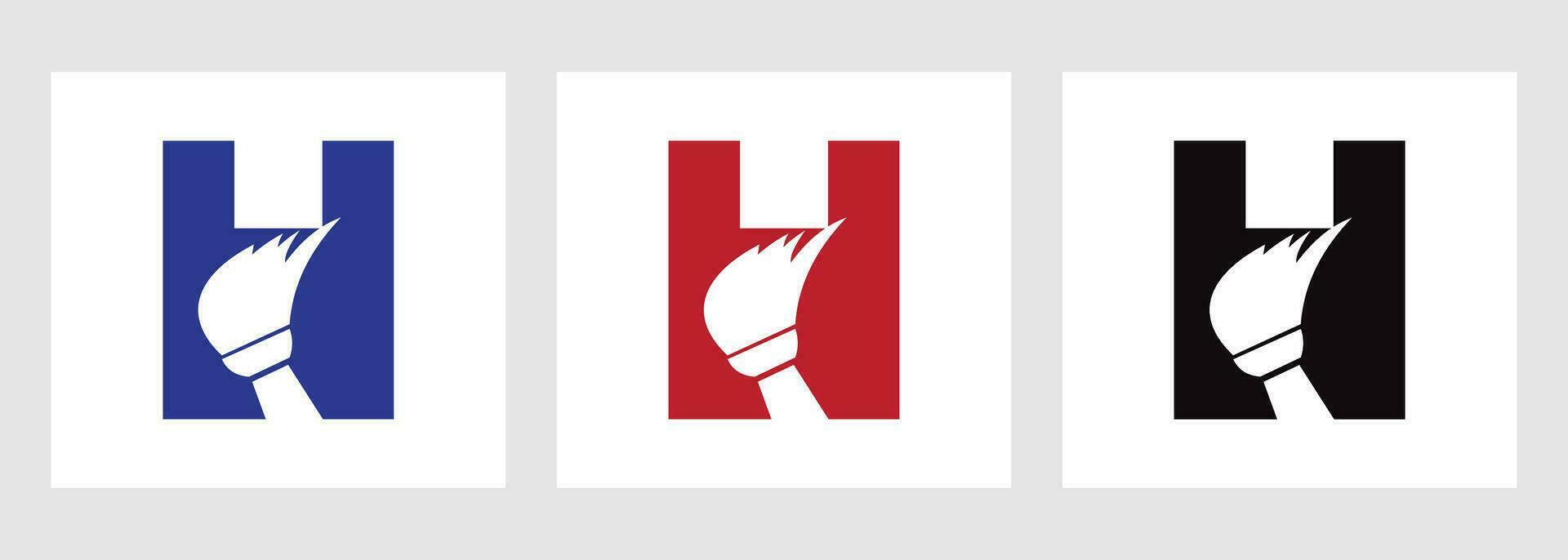 lettera h Casa pulizia logo concetto con pulito spazzola icona. domestica servizio simbolo vettore
