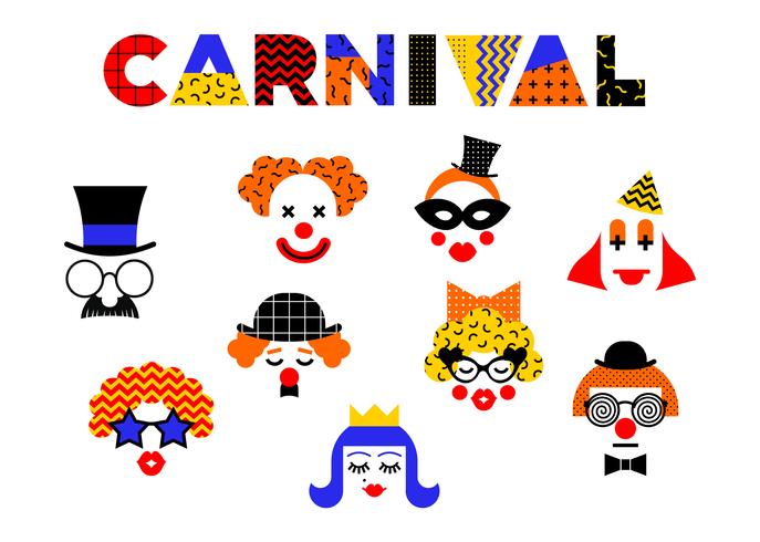 Illustrazione di Carnevale in stile Memphis. vettore