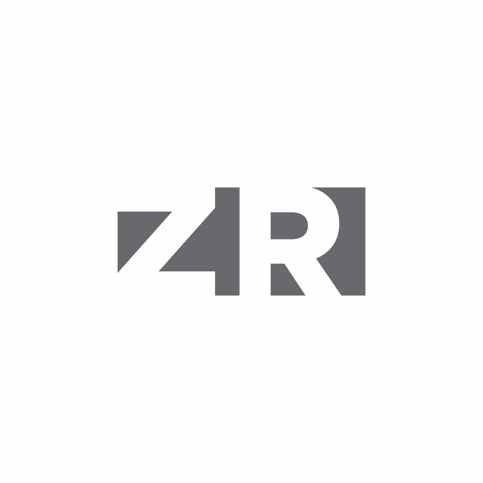 zr logo monogramma con modello di design in stile spazio negativo vettore