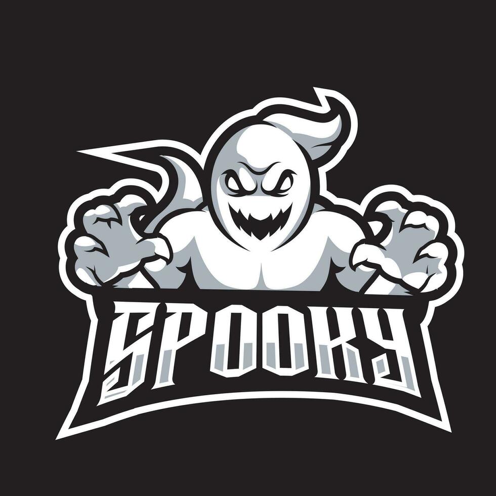 design del logo sportivo della mascotte fantasma vettore