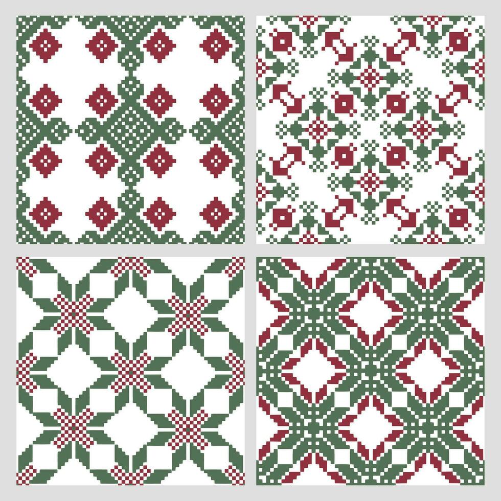 impostato di etnico senza soluzione di continuità modelli. geometrico astratto bicolore modelli etnico motivi. Stampa, tessile, sfondo, vettore