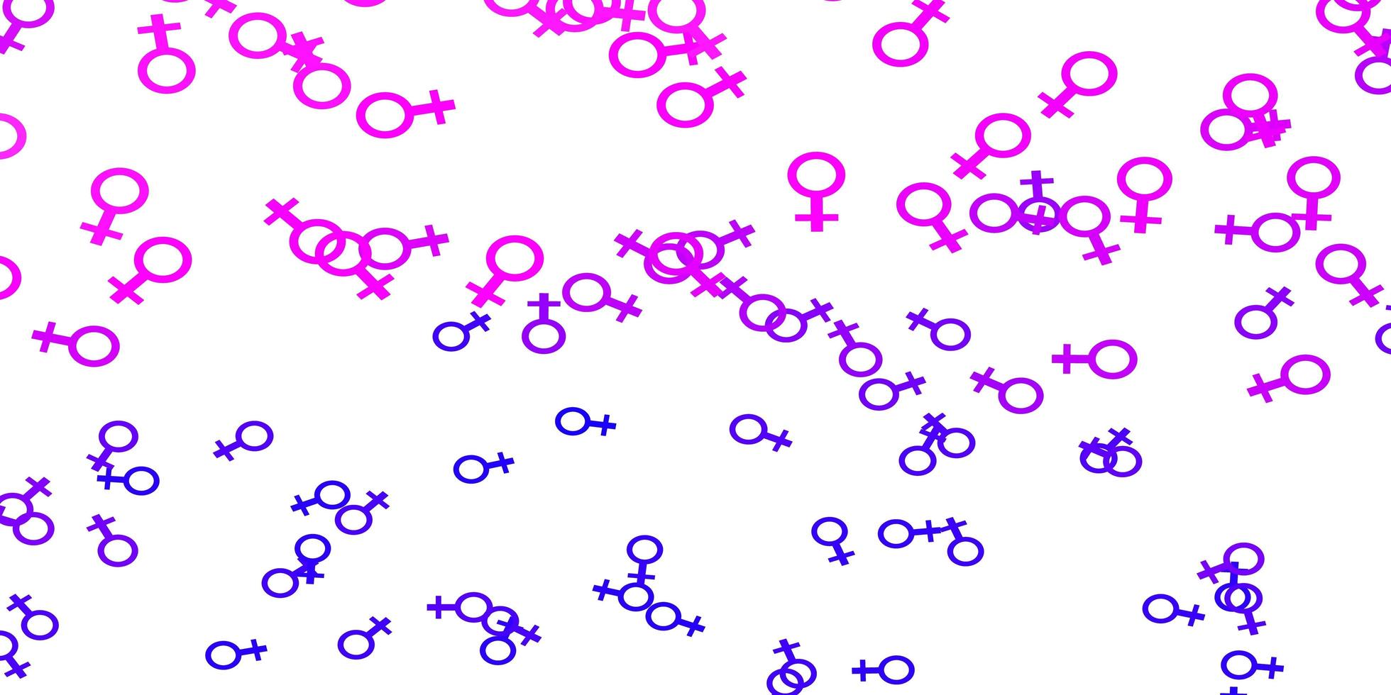 trama vettoriale rosa chiaro, blu con simboli dei diritti delle donne.