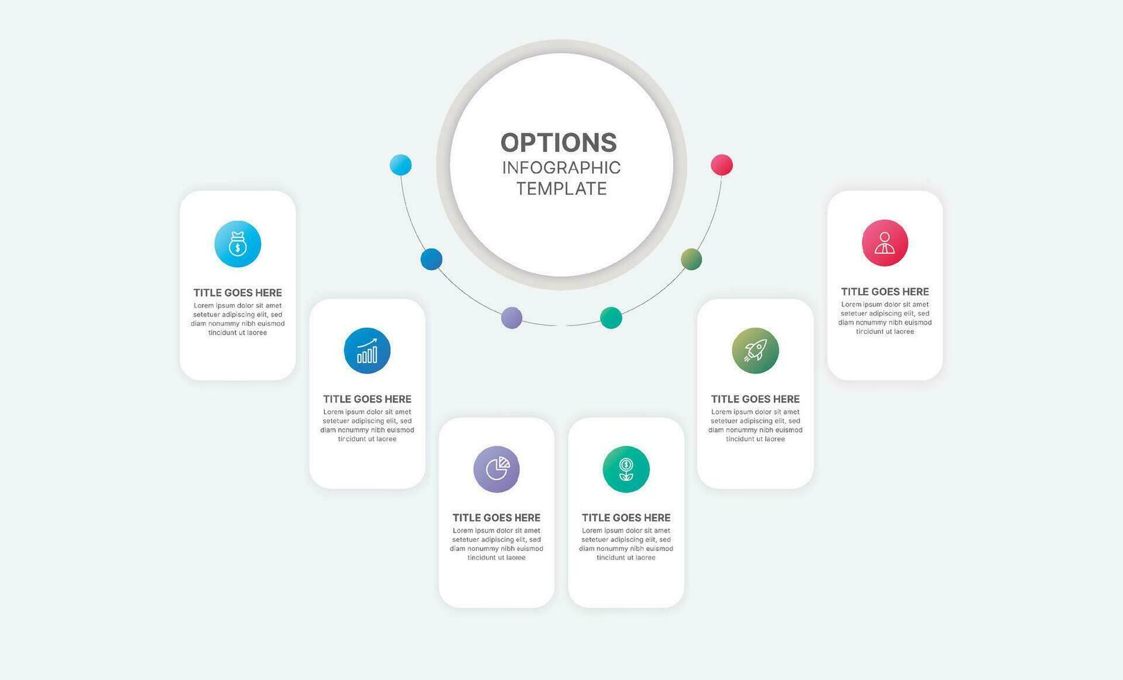 sei 6 passaggi opzioni cerchio il giro Infografica modello design vettore