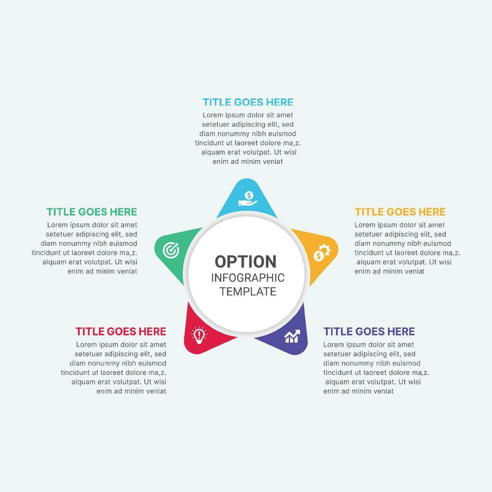 cinque 5 passaggi opzioni cerchio attività commerciale Infografica modello design vettore