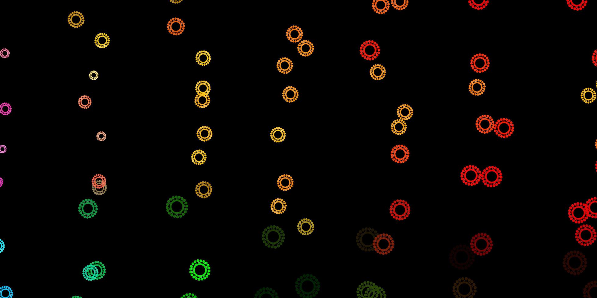 sfondo vettoriale multicolore scuro con simboli di virus.
