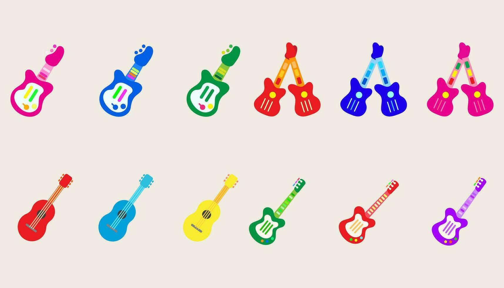 collezione giocattolo chitarra, divertente figli di giocattoli.set di chitarra. vettore