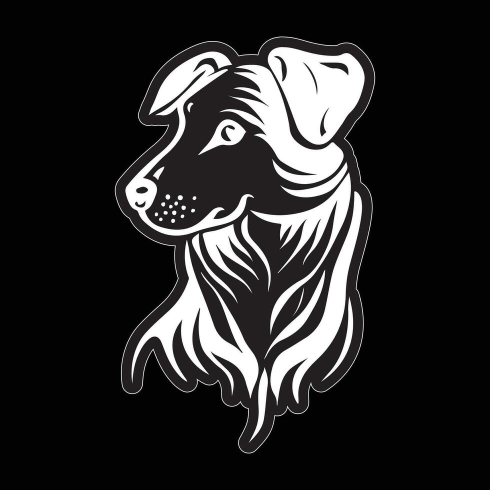 nero e bianca cane etichetta per stampa vettore