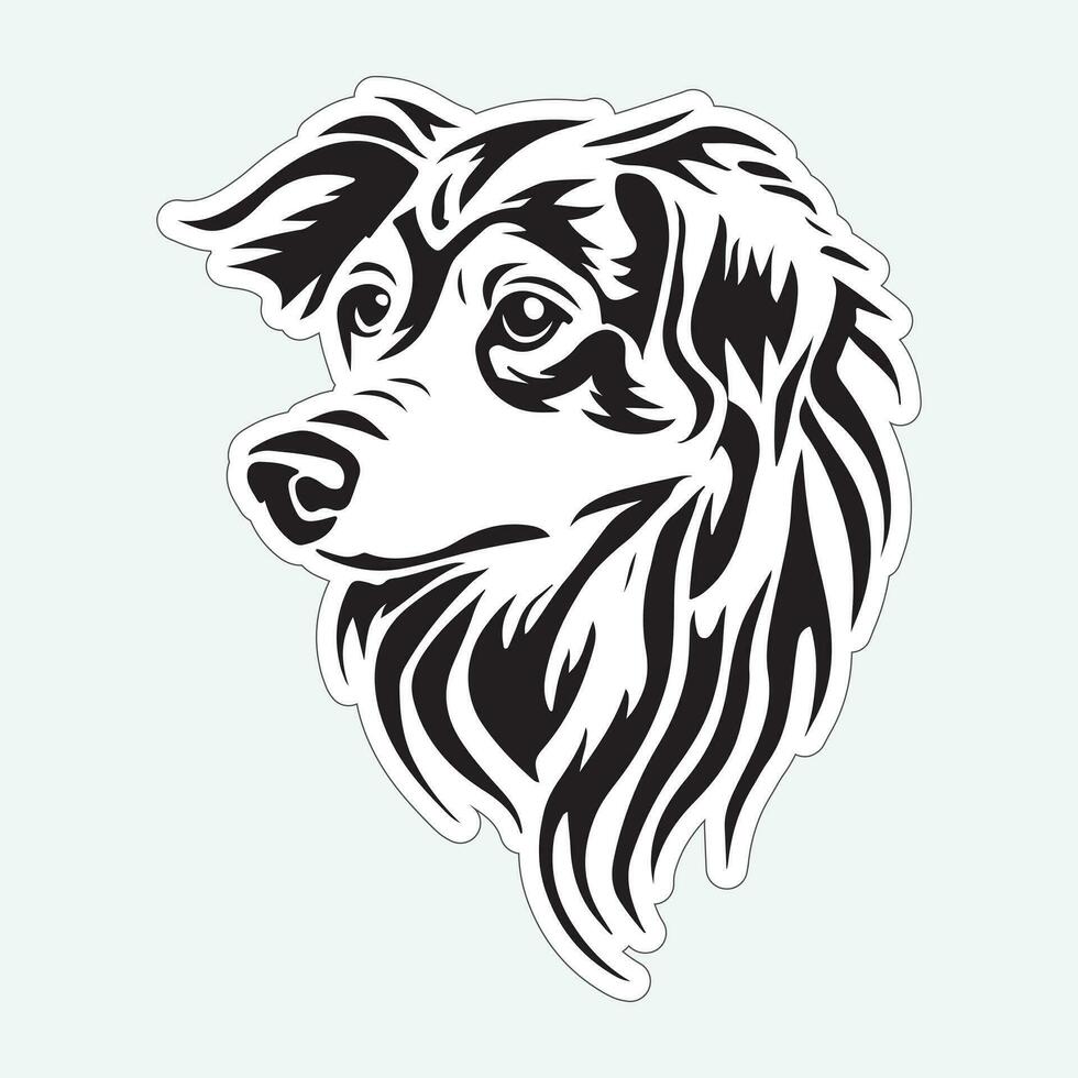 cane arte nero e bianca etichetta per stampa vettore