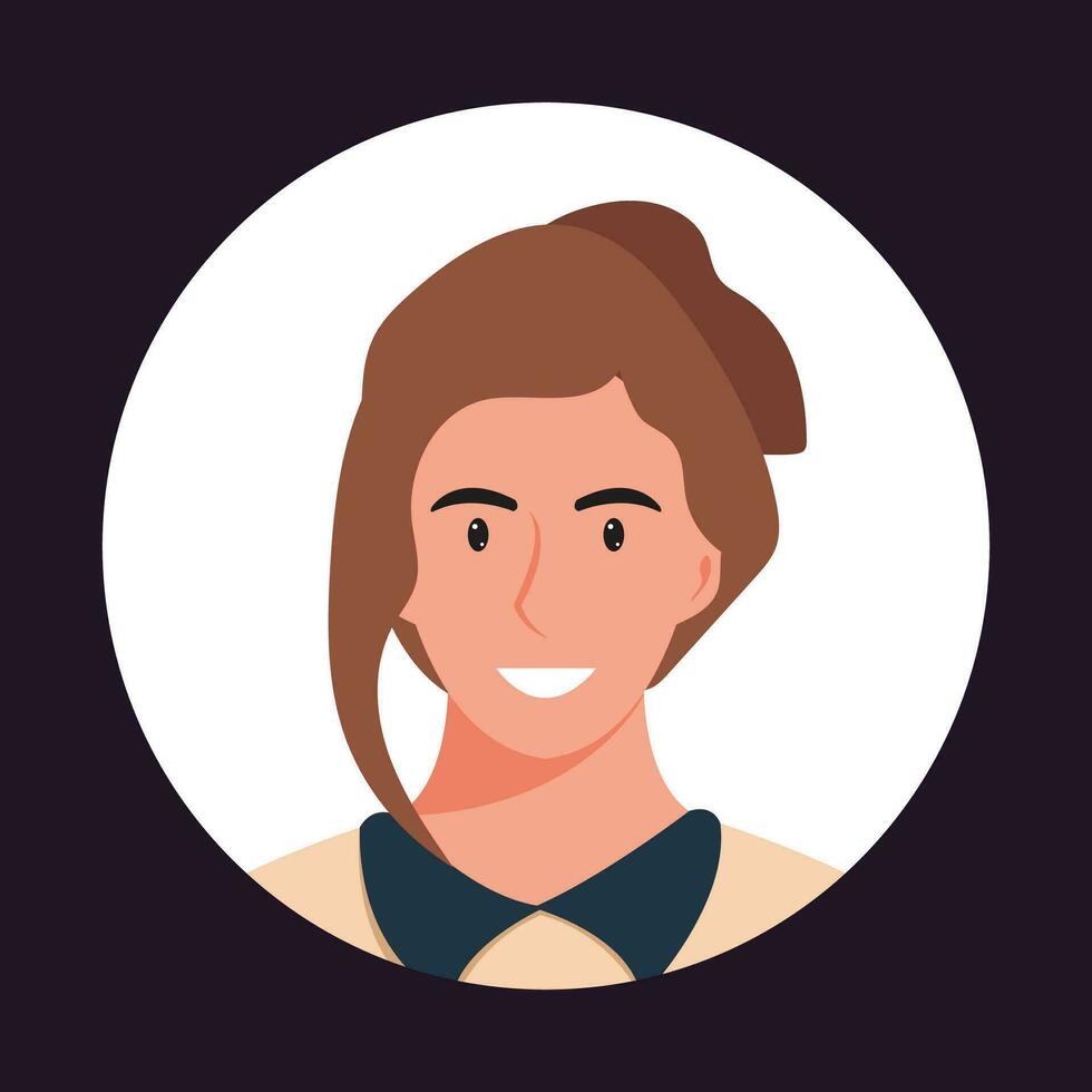 cerchio il avatar con il ritratto donne di vario gare e acconciature. collezione di utente profili. il giro icona con contento sorridente umano. colorato piatto vettore illustrazione.