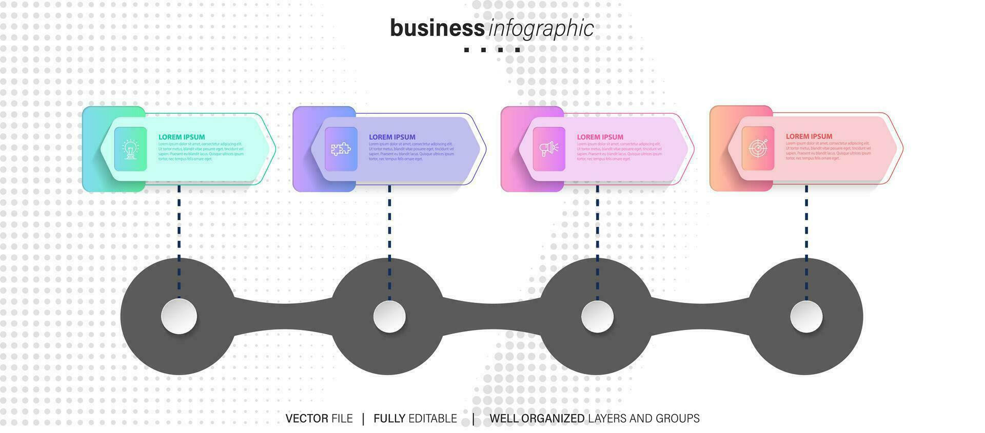 elementi Infografica idea cerchio colorato con 4 passo vettore