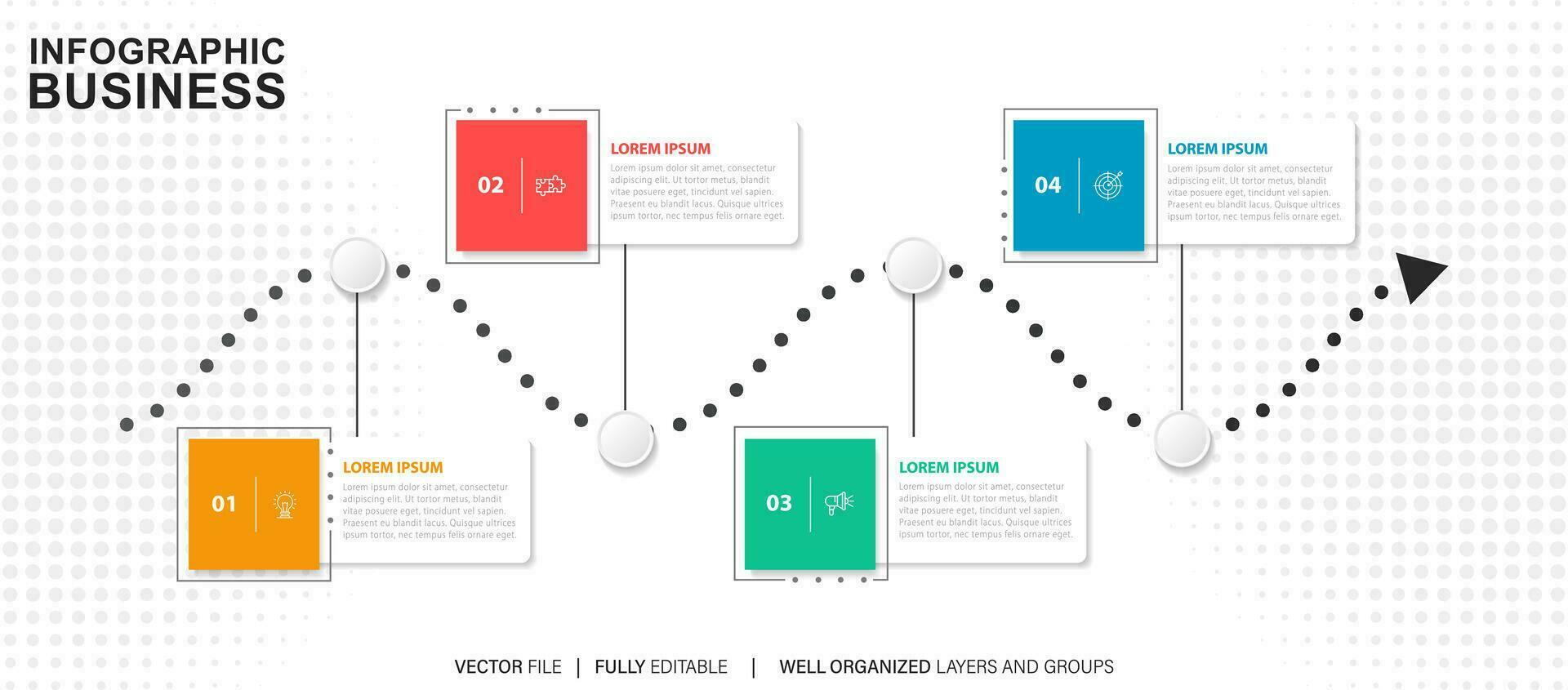 visualizzazione dei dati aziendali. icone infografiche timeline progettate per sfondo astratto modello pietra miliare elemento diagramma moderno processo tecnologia digitale marketing dati presentazione grafico vettoriale
