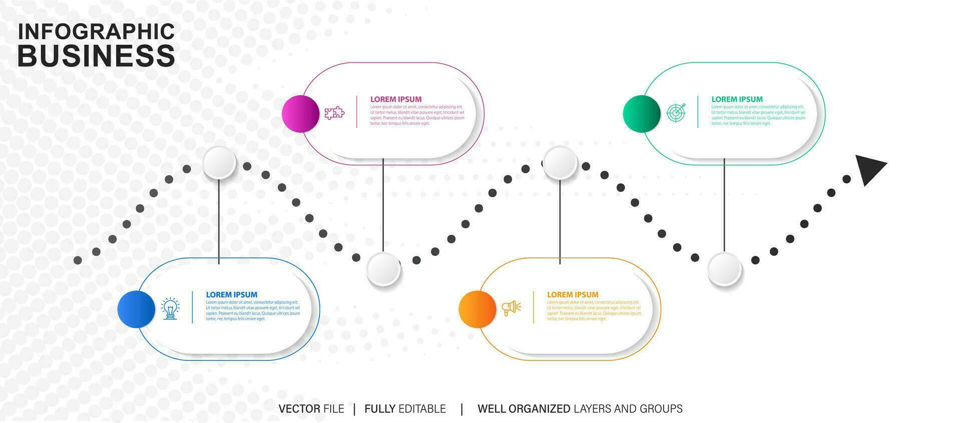 moderno 3d Infografica modello con 4 passi. attività commerciale cerchio modello con opzioni per opuscolo, diagramma, flusso di lavoro, sequenza temporale, ragnatela design. vettore eps 10