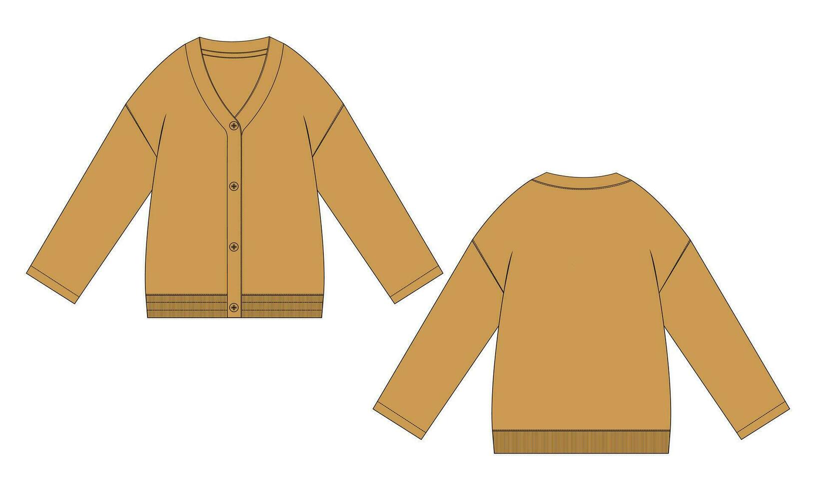 lungo manica cardigan vettore illustrazione modello per le signore.