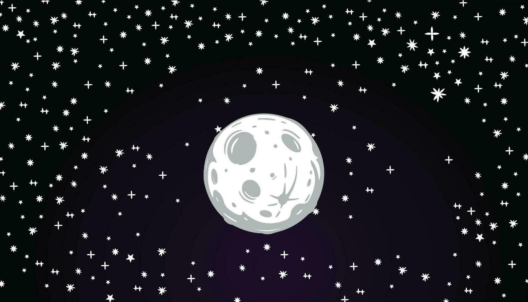 esterno spazio galassia Luna e stelle nel il notte cielo vettore largo sfondo