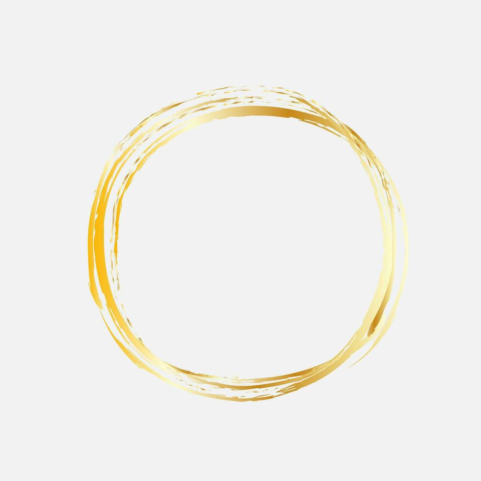 d'oro telaio. giallo cerchio decorativo elemento. spazzola effetto. astratto forma. vettore illustrazione