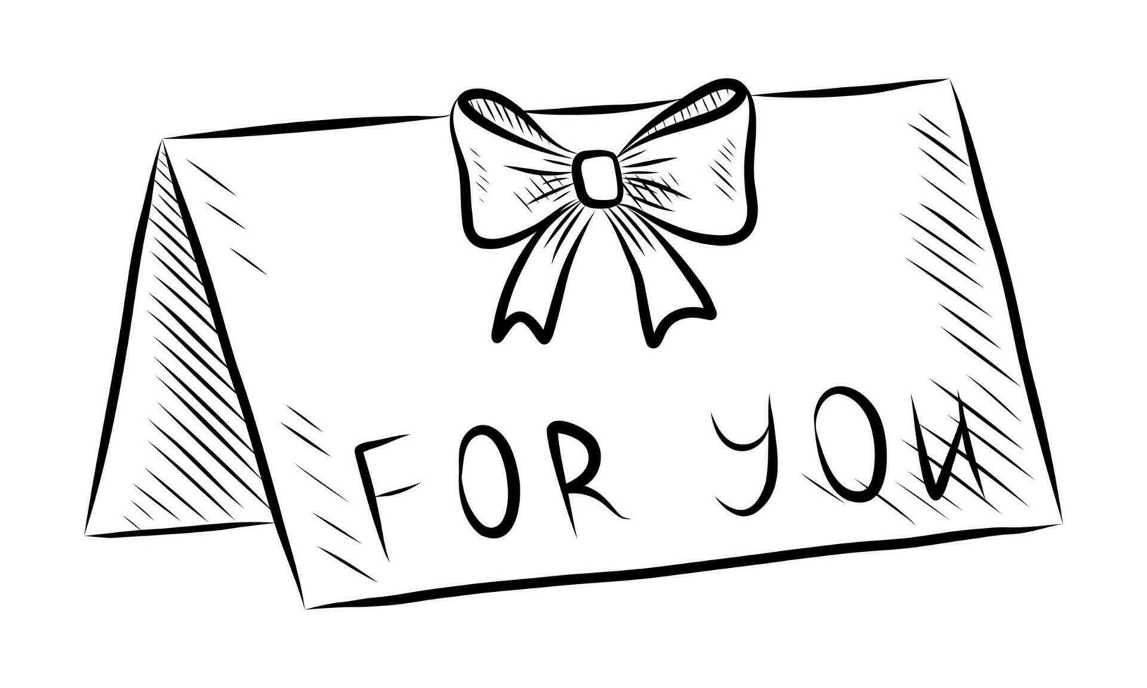 nero vettore isolato su un' bianca sfondo scarabocchio illustrazione di un' cartolina per fiori con il iscrizione per voi