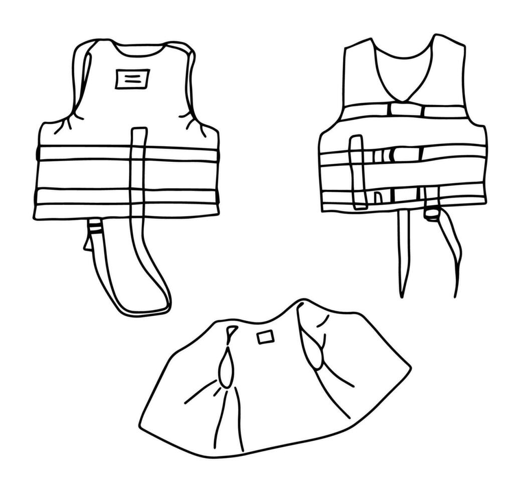 scarabocchio vita giacca. mano disegnato vettore icona illustrazione impostare. migliore utilizzando per turista centro, nuoto piscina, spiaggia, acqua gli sport