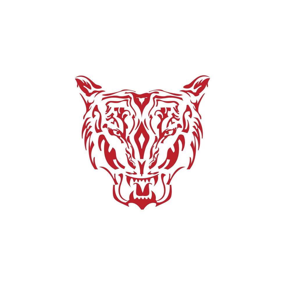 tigre testa logo rosso colore modello design vettore