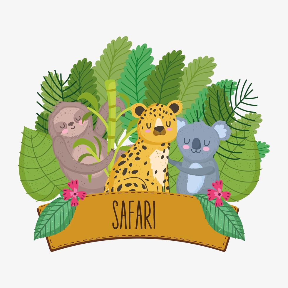 animali da safari con segno vettore