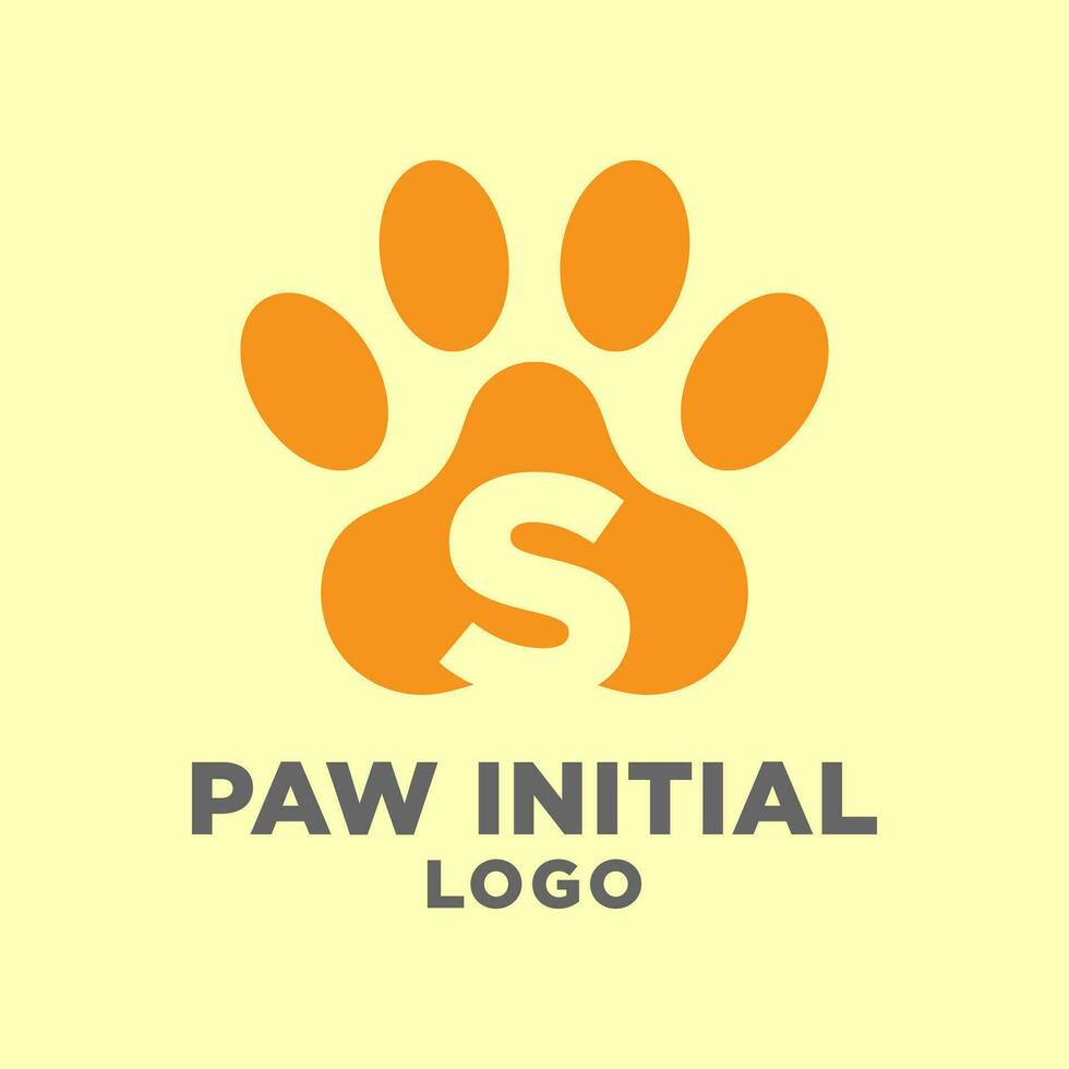 lettera S cane zampe iniziale vettore logo design