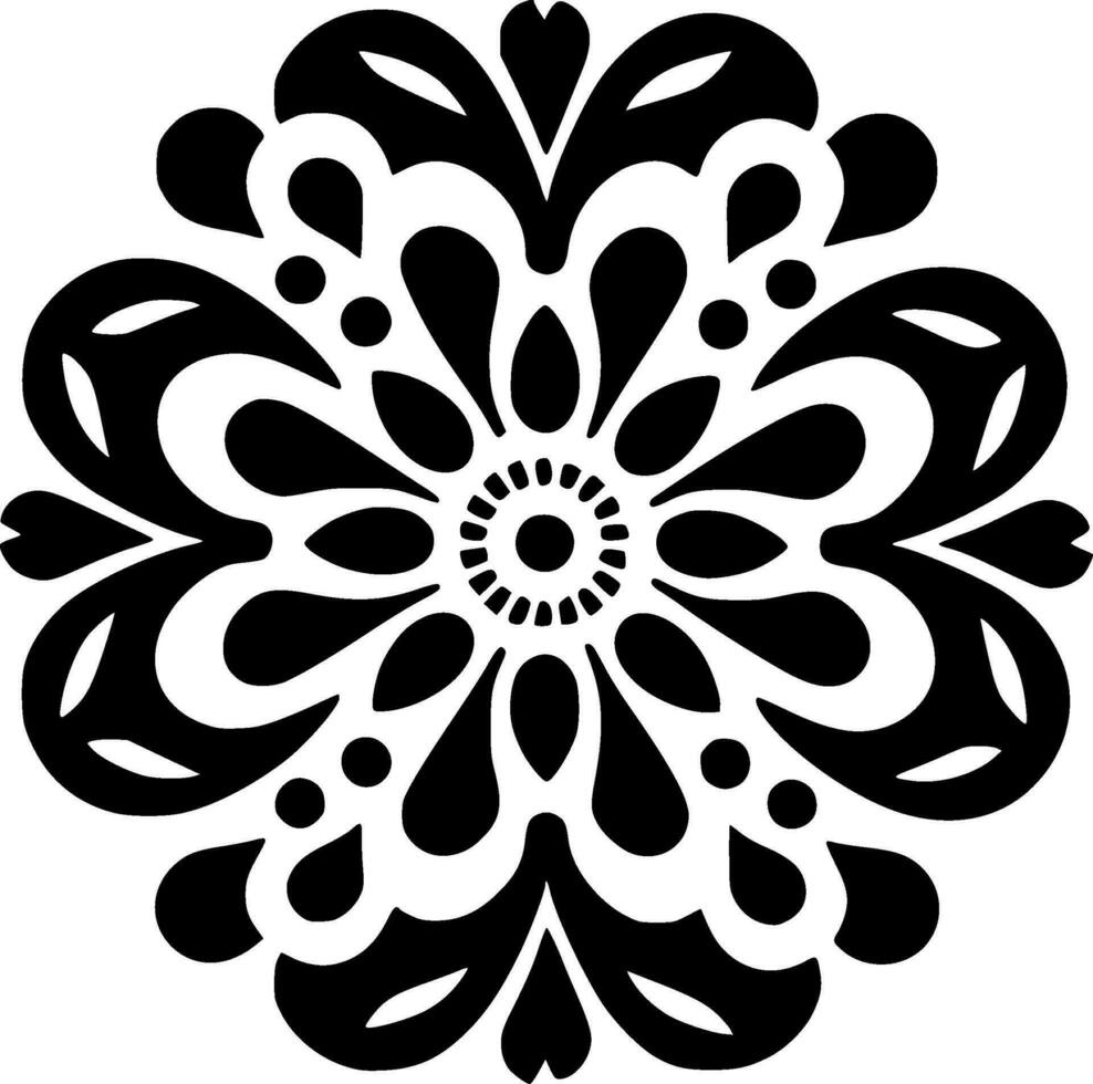 mandala - nero e bianca isolato icona - vettore illustrazione
