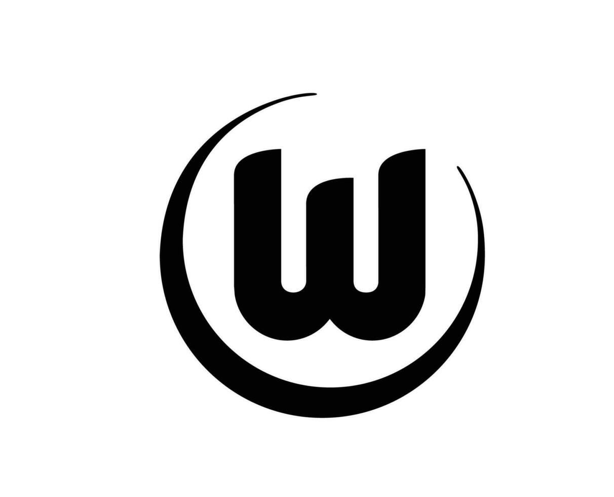 wolfsburg club logo simbolo calcio bundesliga Germania astratto design vettore illustrazione con nero sfondo