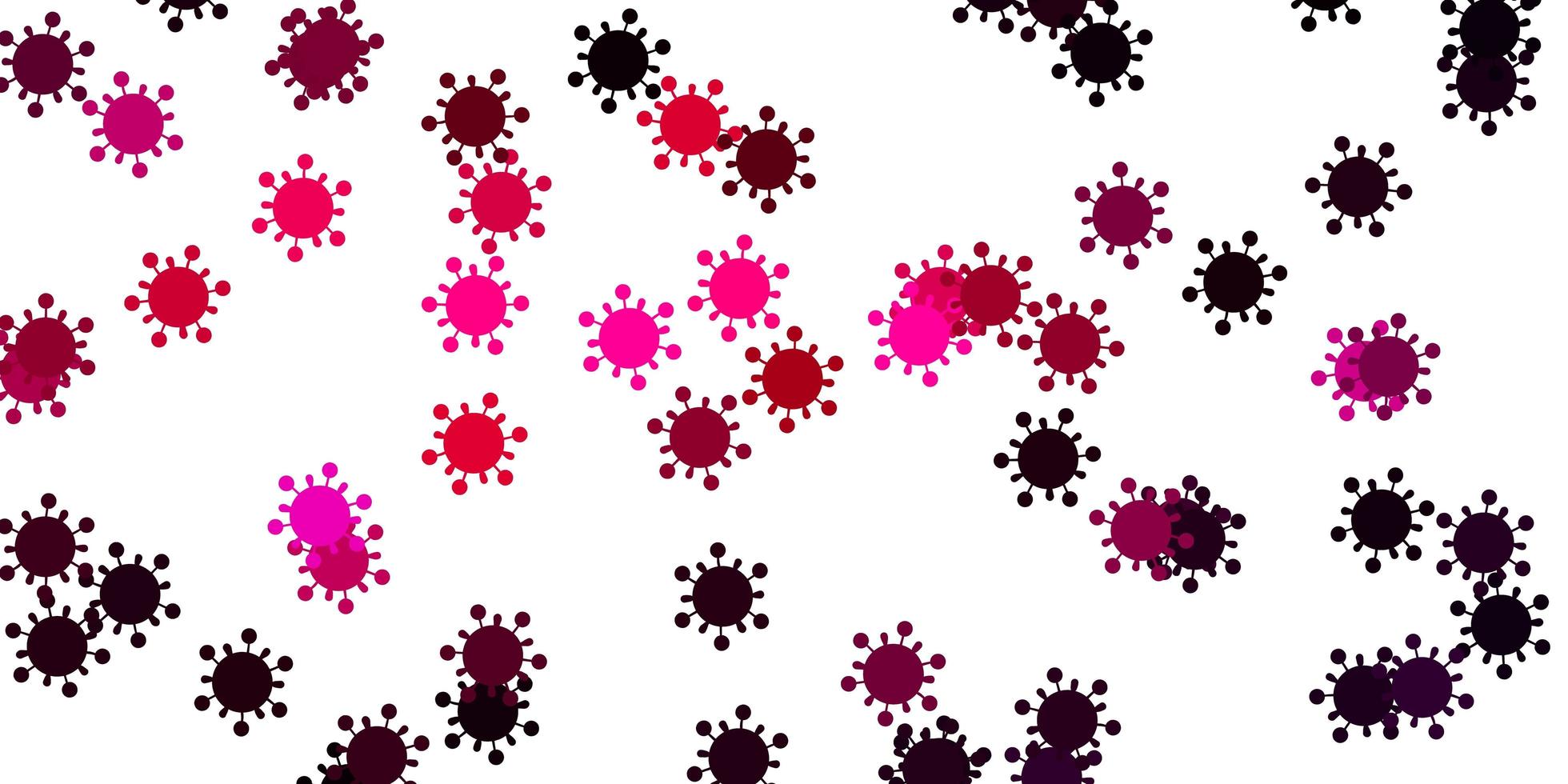 sfondo vettoriale rosa chiaro con simboli di virus.