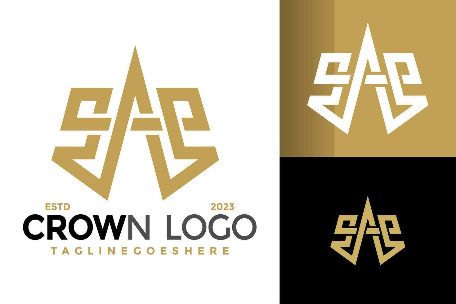 lettera un' corona logo design vettore simbolo icona illustrazione