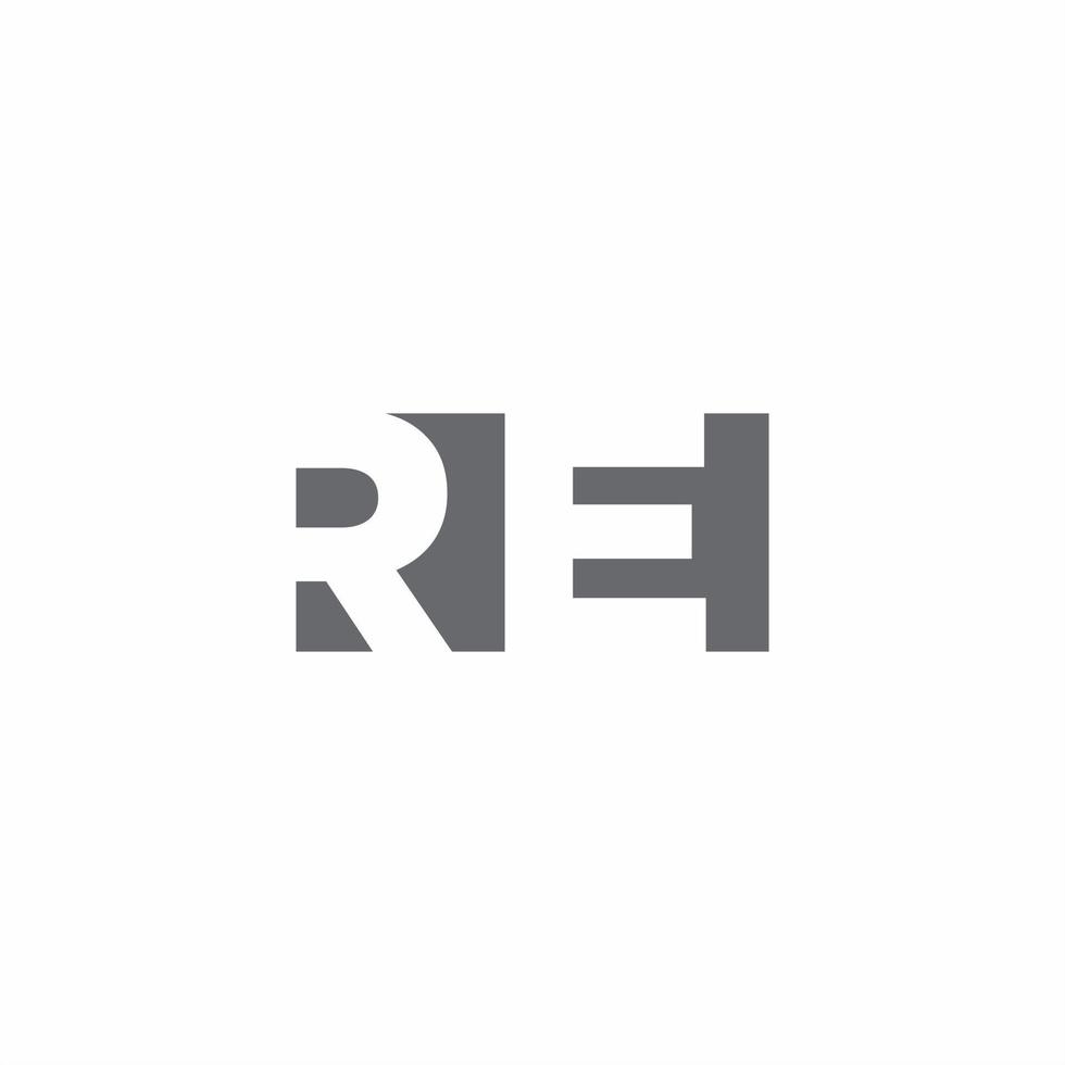 re logo monogramma con modello di design in stile spazio negativo vettore