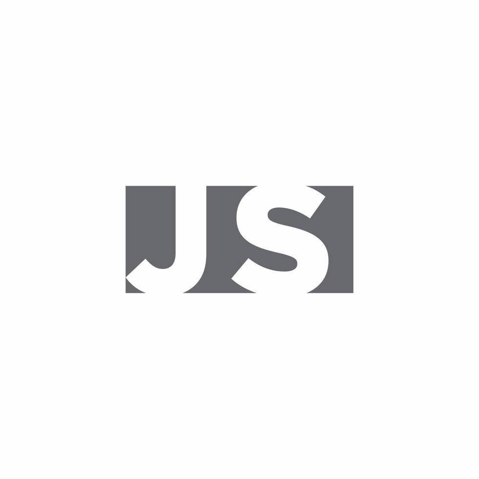 js logo monogramma con modello di design in stile spazio negativo vettore