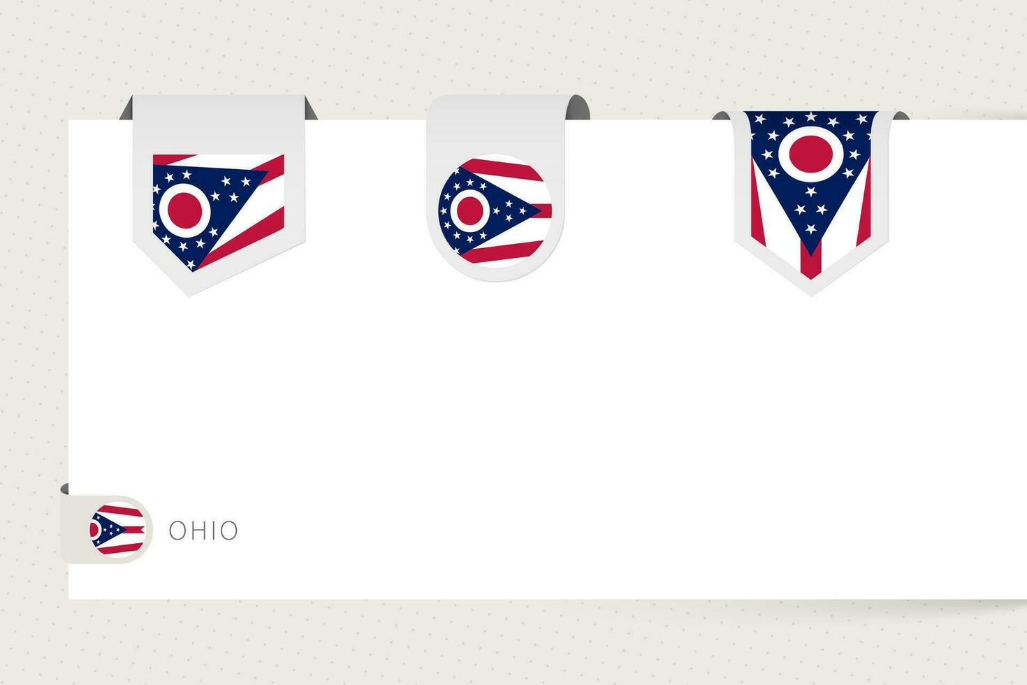 etichetta bandiera collezione di noi stato Ohio nel diverso forma. nastro bandiera modello di Ohio vettore