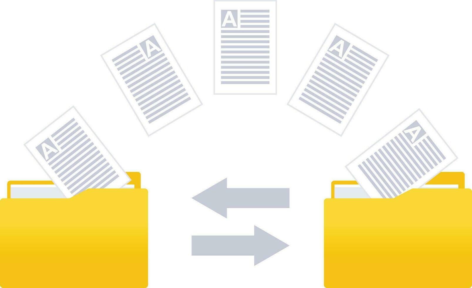 File trasferimento copia File, di riserva vettore illustrazione, File trasferimento a partire dal un' cartella per un altro cartella, dati backup, dati copiando, o dati trasferimento concetto azione vettore Immagine