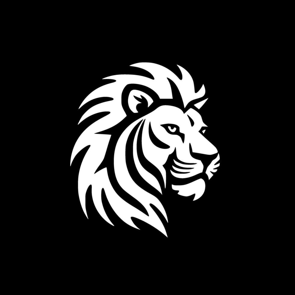Leone - nero e bianca isolato icona - vettore illustrazione