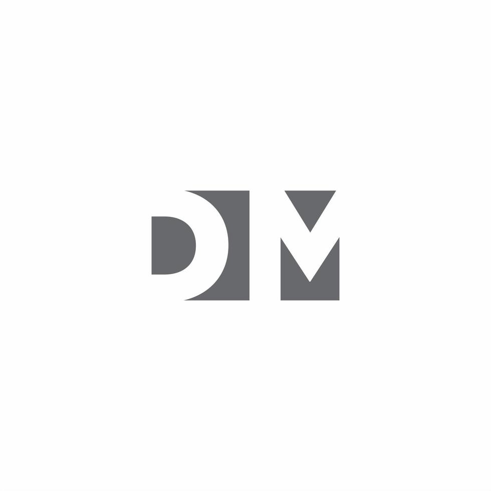 dm logo monogramma con modello di design in stile spazio negativo vettore