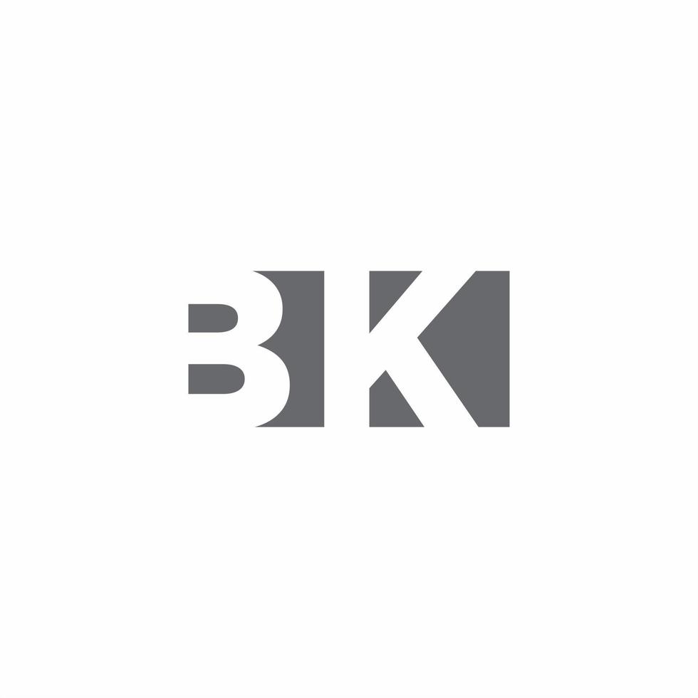 bk logo monogramma con modello di design in stile spazio negativo vettore