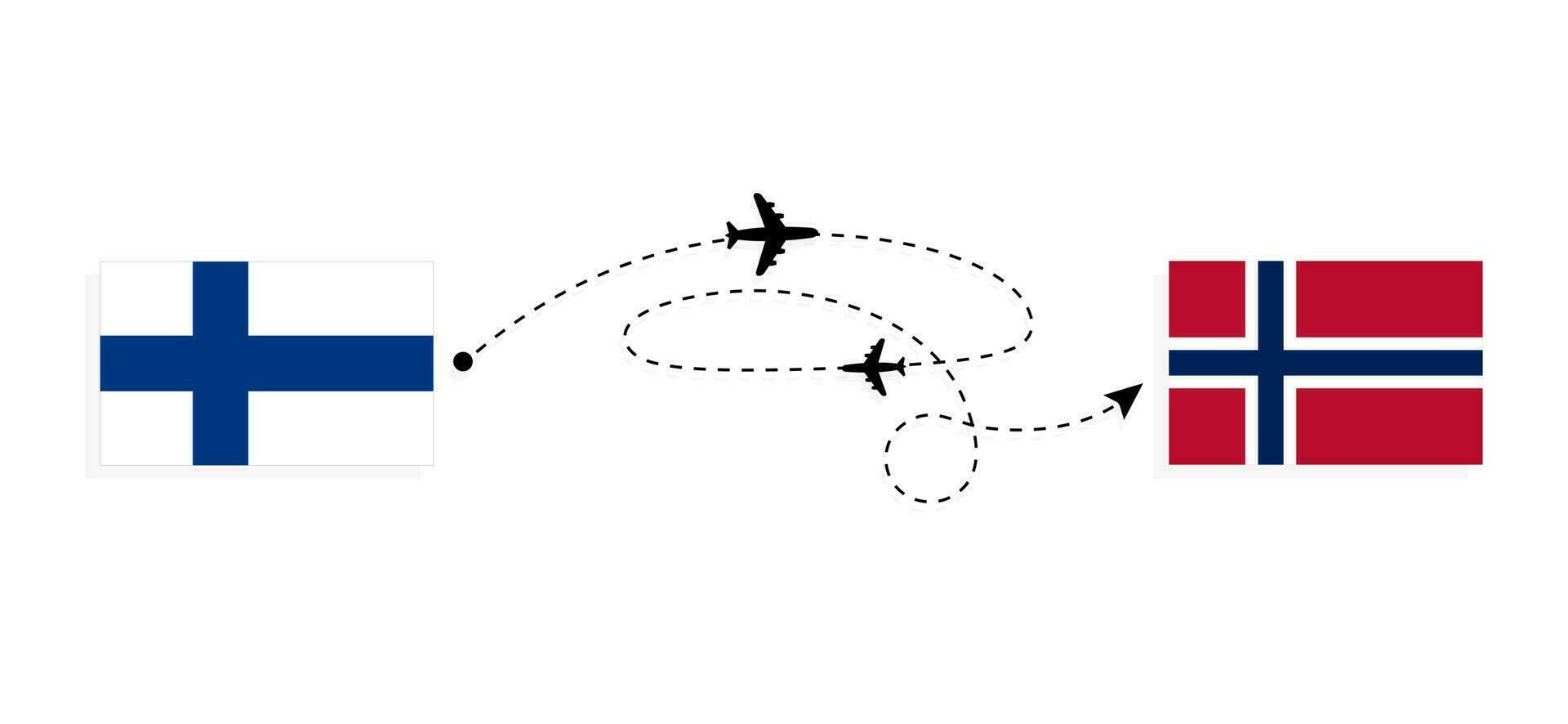 volo e viaggio a partire dal Finlandia per Norvegia di passeggeri aereo viaggio concetto vettore