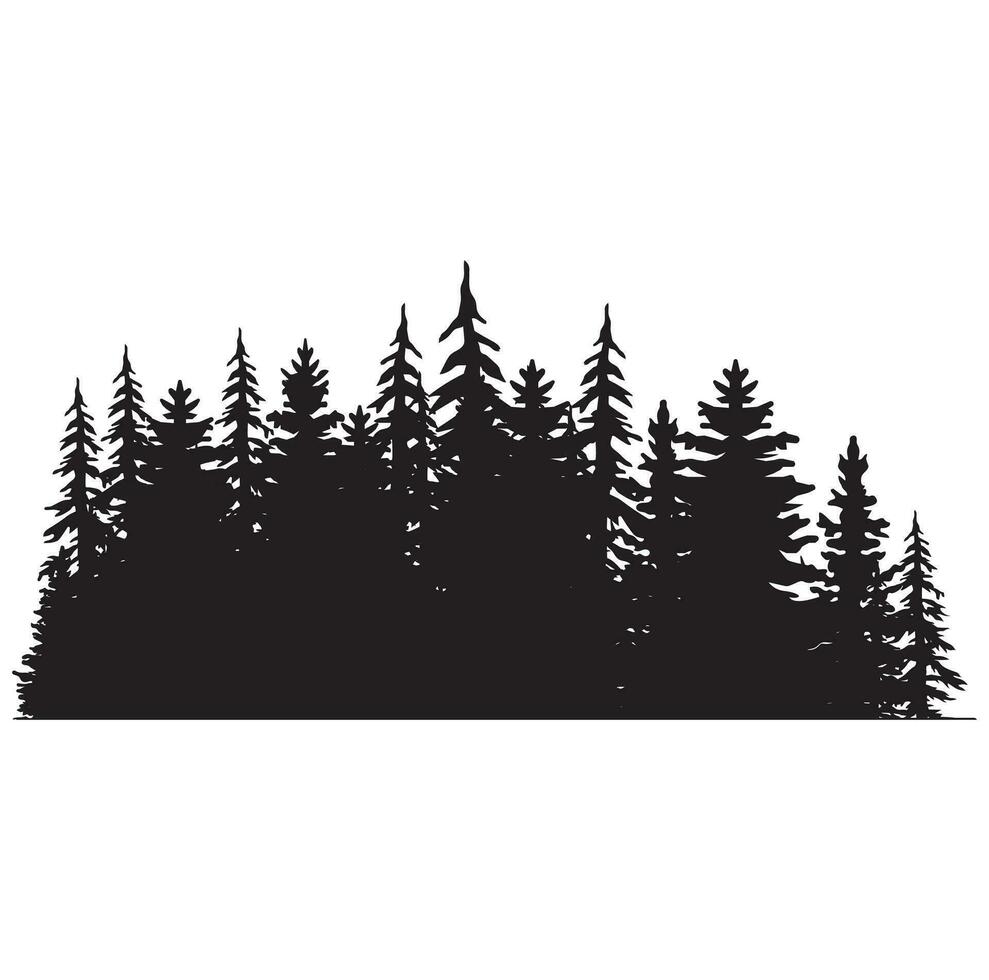 pino albero silhouette vettore illustrazione mano disegnato