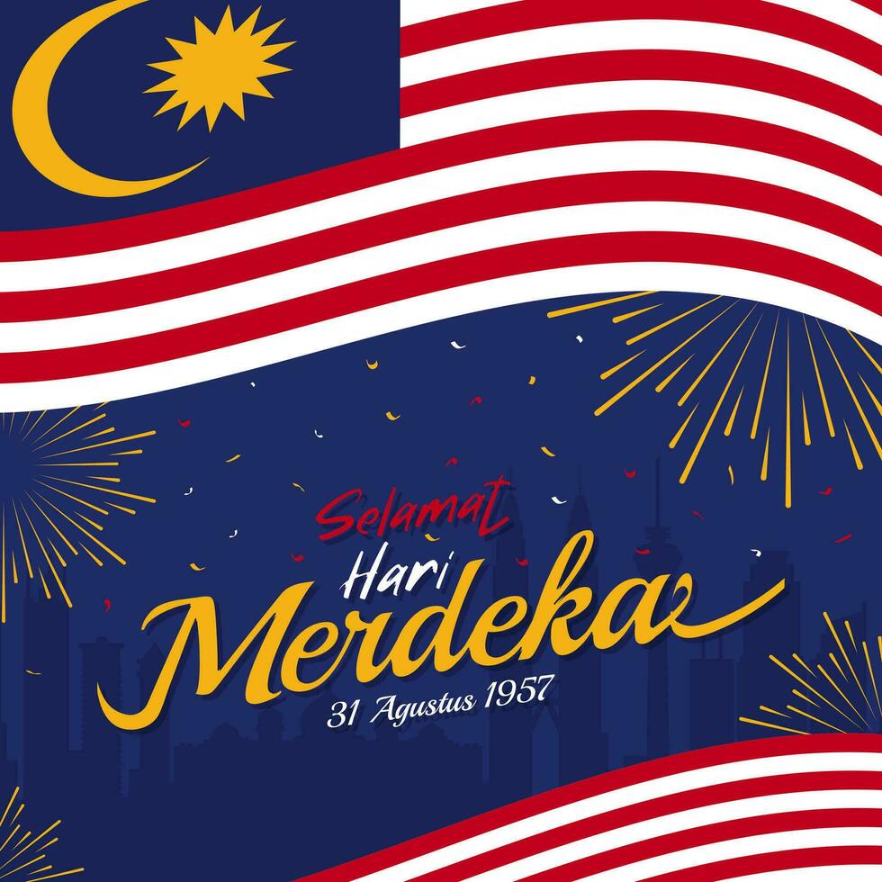 sfondo di hari merdeka saluto quale si intende contento Malaysia indipendenza giorno agosto 31, 1957 vettore