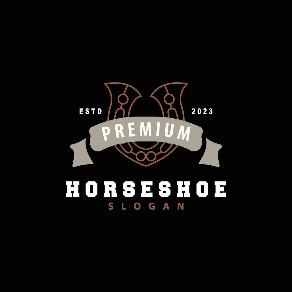 semplice minimalista ferro di cavallo logo, occidentale cowboy azienda agricola ranch retrò Vintage ▾ retrò design vettore