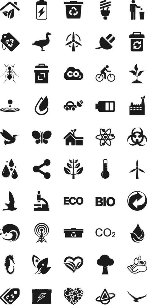 impostato semplice natura ecologia relazionato icone. con un schema stile. contiene acqua, Aquile, alberi, cavallucci marini e altri. con il scopo di ui ux, ragnatela, applicazione o Software e molti altri vettore