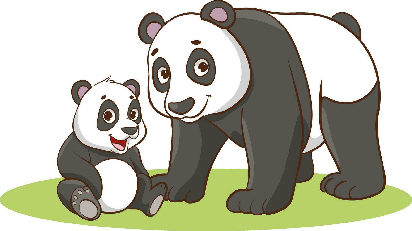 vettore illustrazione di madre panda e bambino panda