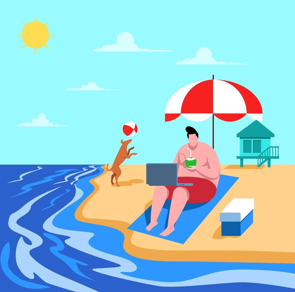 vacanza sulla spiaggia, concetto di illustrazione in viaggio vettore